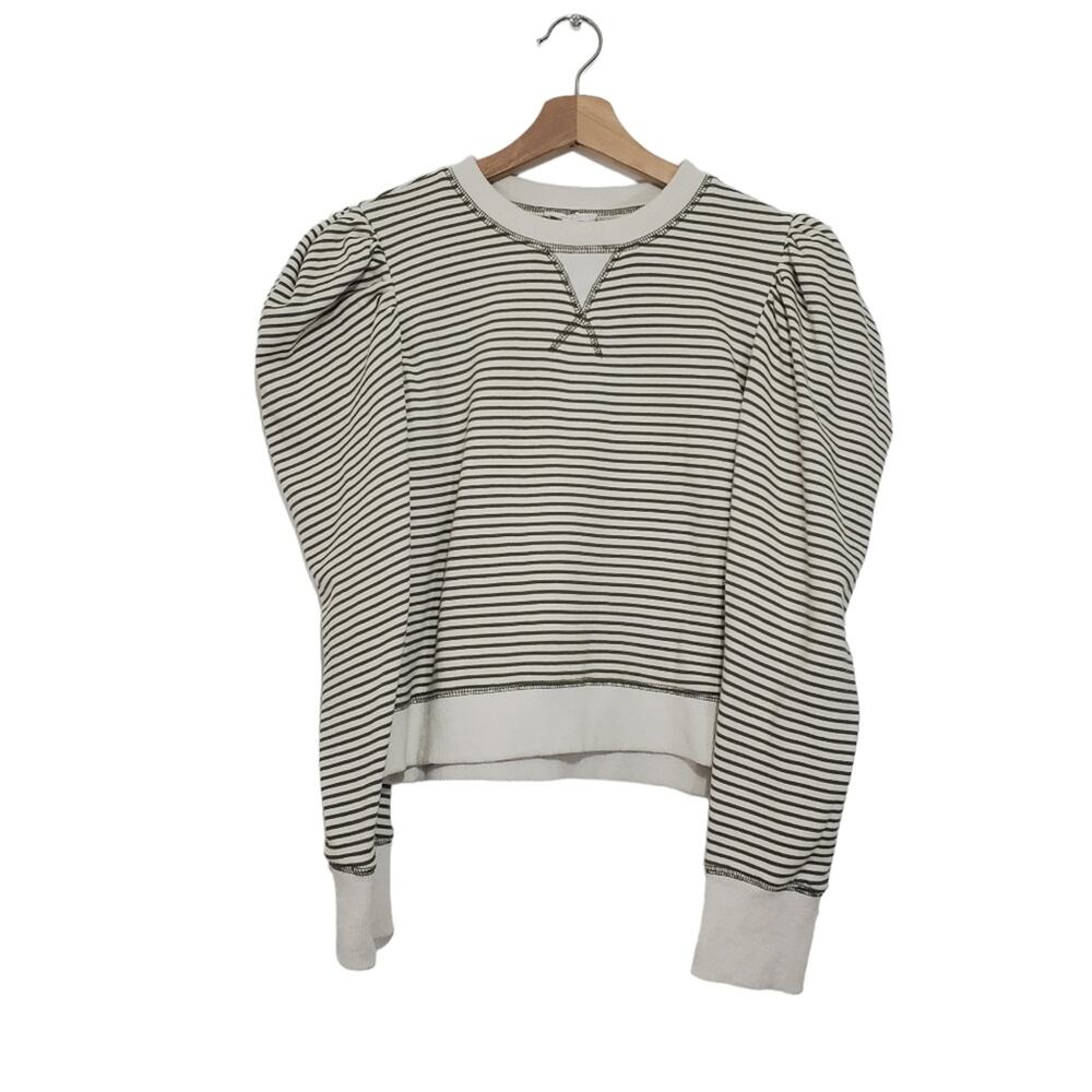 By the River | Puff Pleated Shoulder Striped Sweatshirt Regencycore - Picture 1 of 8